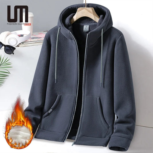 OEM ODM New Product Fashion Autumn Winter Fleece Thick Outdoor Windbreaker Coat Hoodie Jacket for Men
