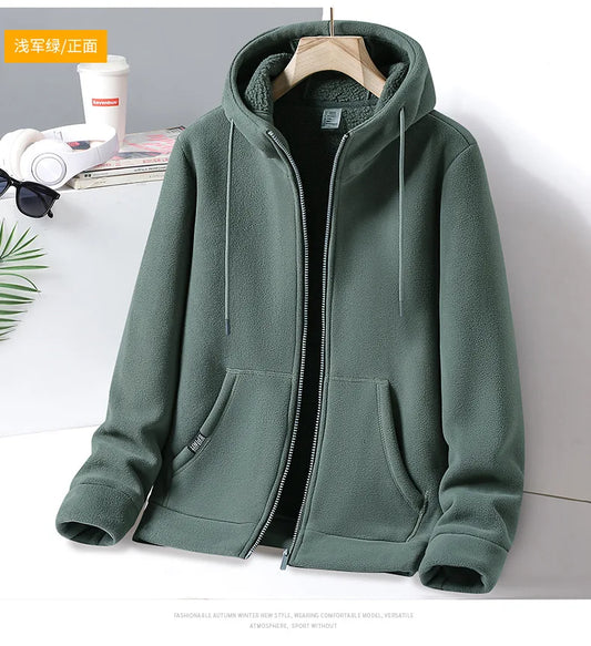 OEM ODM New Product Fashion Autumn Winter Fleece Thick Outdoor Windbreaker Coat Hoodie Jacket for Men