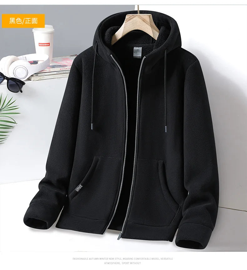 OEM ODM New Product Fashion Autumn Winter Fleece Thick Outdoor Windbreaker Coat Hoodie Jacket for Men
