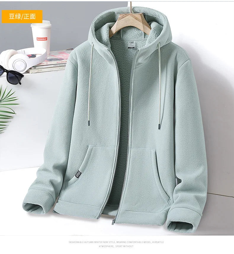 OEM ODM New Product Fashion Autumn Winter Fleece Thick Outdoor Windbreaker Coat Hoodie Jacket for Men