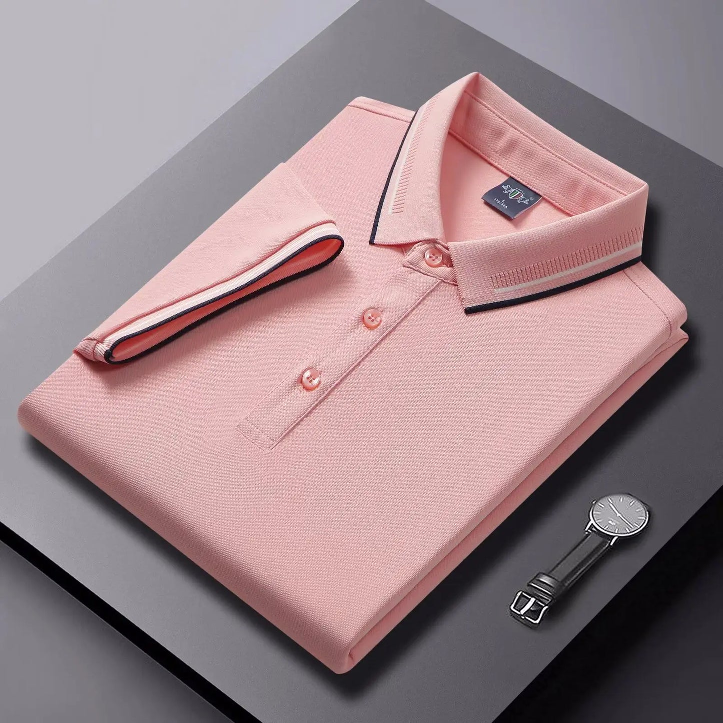 Men's POLO T-shirt Short sleeve shirt 5XL high stretch ice silk summer business casual non-ironing solid color anti-wrinkle