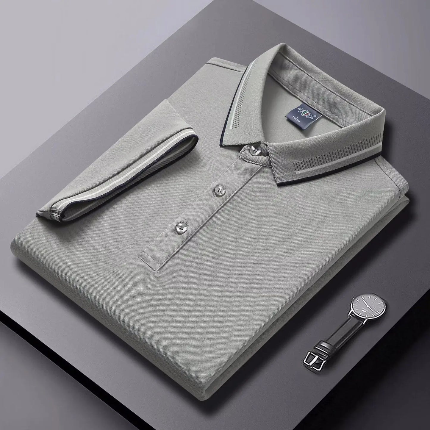 Men's POLO T-shirt Short sleeve shirt 5XL high stretch ice silk summer business casual non-ironing solid color anti-wrinkle