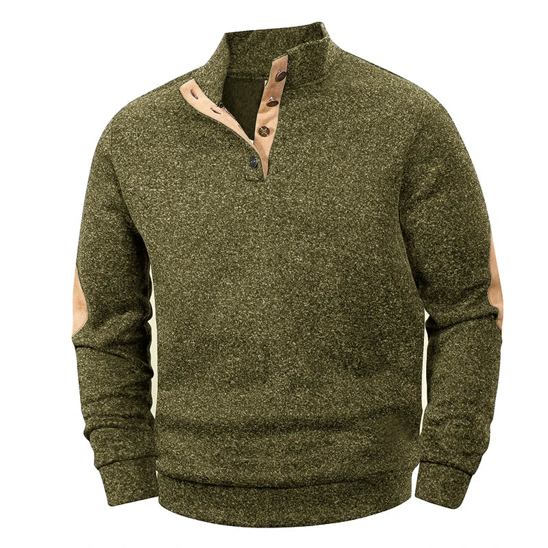 Men's Casual Long Sleeve Sweatshirt Stand Button Pullover Streetwear Outdoor Lightweight Breathable Coats Solid Color Tops