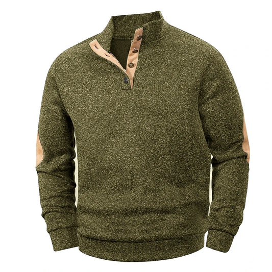 Men's Casual Long Sleeve Sweatshirt Stand Button Pullover Streetwear Outdoor Lightweight Breathable Coats Solid Color Tops