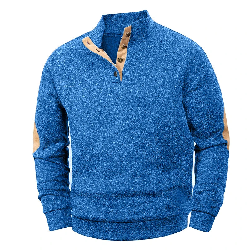 Men's Casual Long Sleeve Sweatshirt Stand Button Pullover Streetwear Outdoor Lightweight Breathable Coats Solid Color Tops