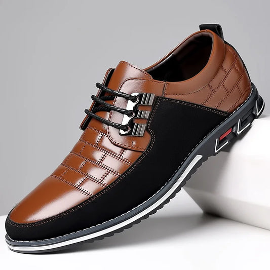 2023 Men Sneakers Shoes Fashion Brand Classic Lace-Up Casual Loafers Pu Leather Shoes Black Breathable Business Men Shoes