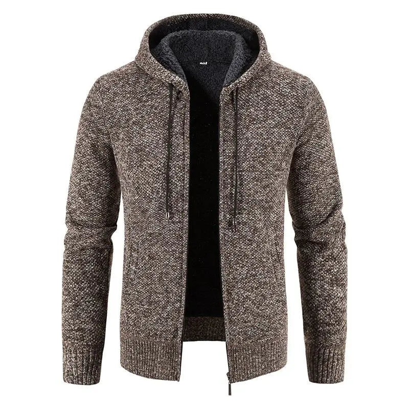 Autumn and Winter Casual Sweater Plus Velvet Thickened Baseball Collar Men's Loose Color-blocked Sweater Thermal Jacket JJ393