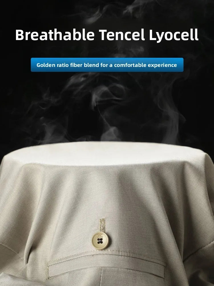 Men's Casual Straight Leg  Pants Summer Thin Ice Silk Loose Fit Long Trousers Faionable Urban Sle Breathable Lightw...