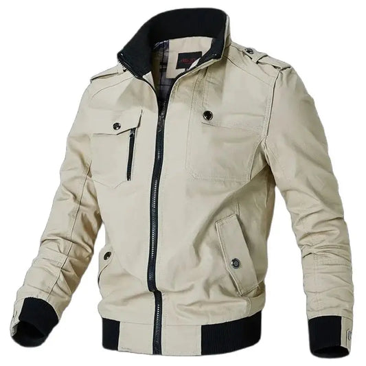 2025 Spring/Summer Men's Fashion Casual Work Jacket Solid Color Large Outdoor Wind Jacket Full Open Zipper Men's Clothing