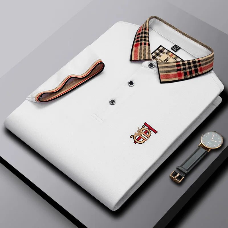 Fashion designer brand short sleeve men's polo shirt new lapel top high-end embroidery summer breathable casual Paul T-shirt