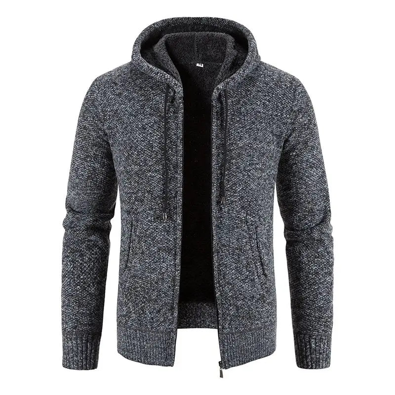 Autumn and Winter Casual Sweater Plus Velvet Thickened Baseball Collar Men's Loose Color-blocked Sweater Thermal Jacket JJ393