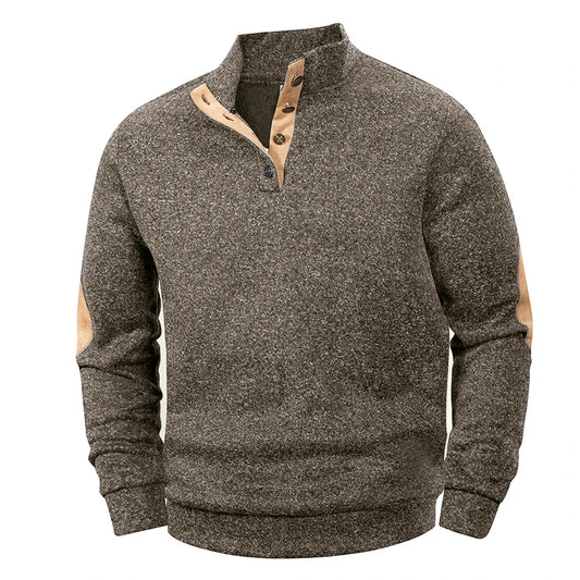 Men's Casual Long Sleeve Sweatshirt Stand Button Pullover Streetwear Outdoor Lightweight Breathable Coats Solid Color Tops