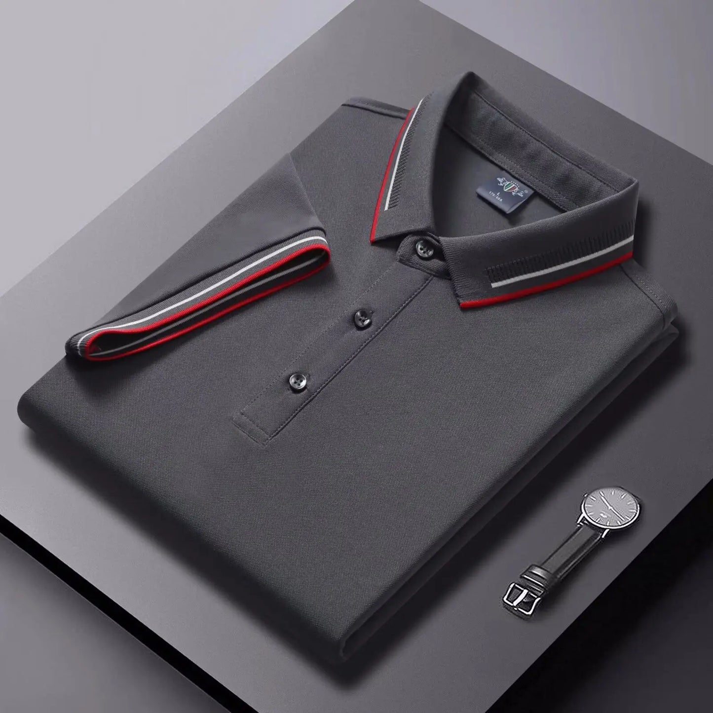 Men's POLO T-shirt Short sleeve shirt 5XL high stretch ice silk summer business casual non-ironing solid color anti-wrinkle